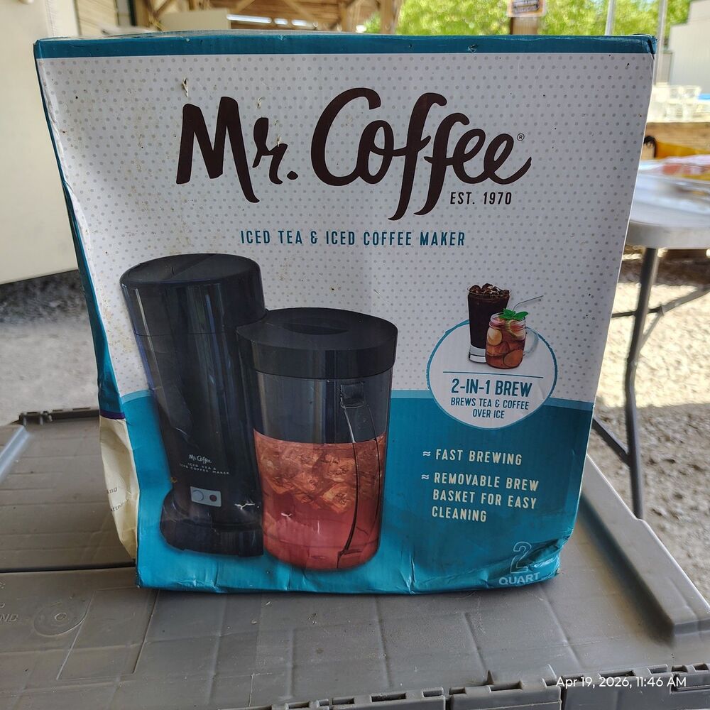 Mr Coffee Iced Tea & Coffee Maker 2 Quart 2-in-1 Brew NEW Damaged Box
